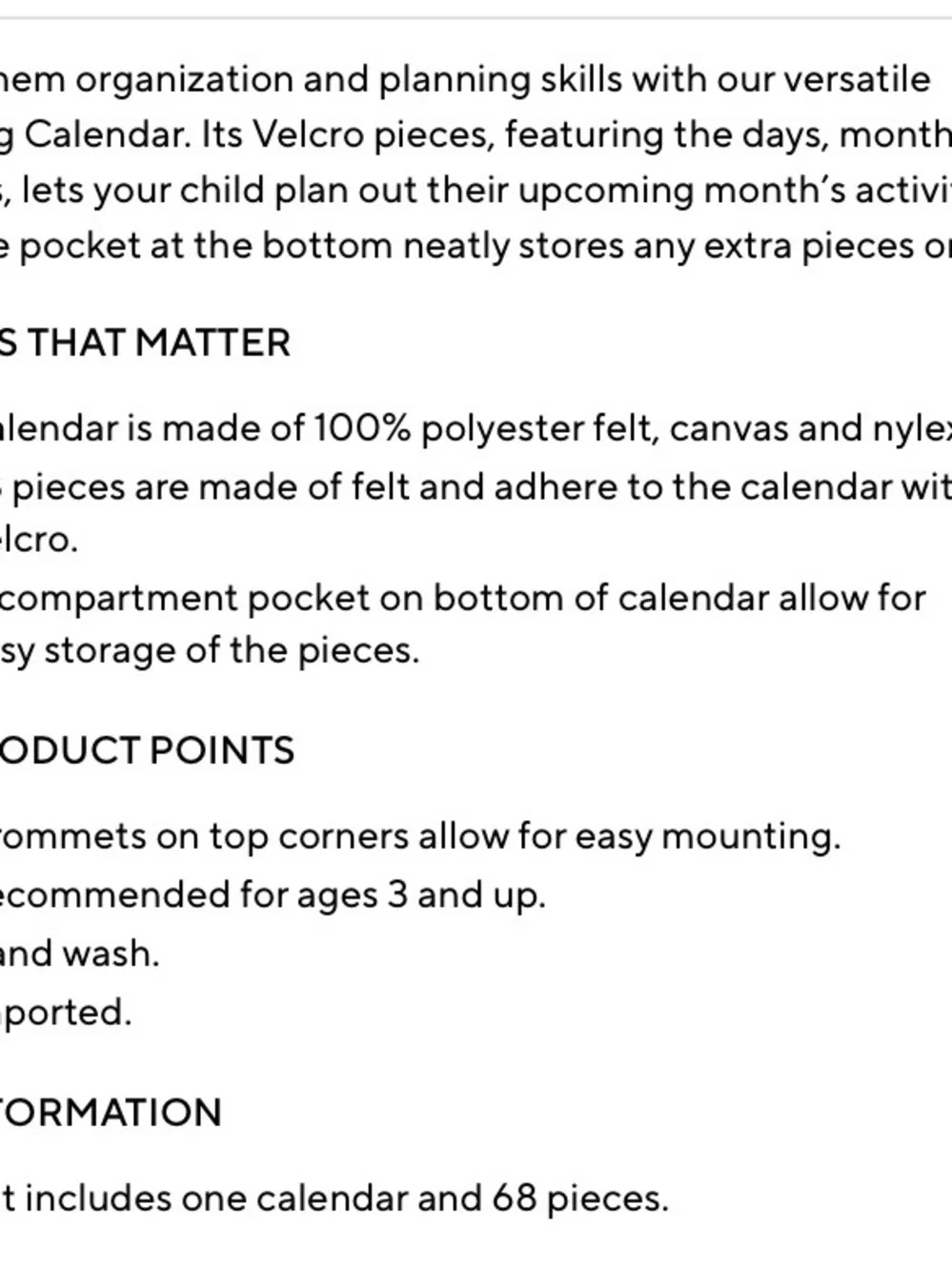 Pottery Barn Kids Blue Felt Learning Calendar